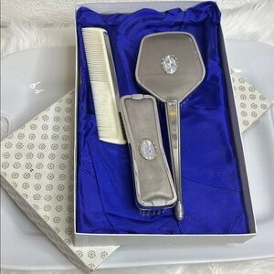Elegant Silver Vanity Set with Comb